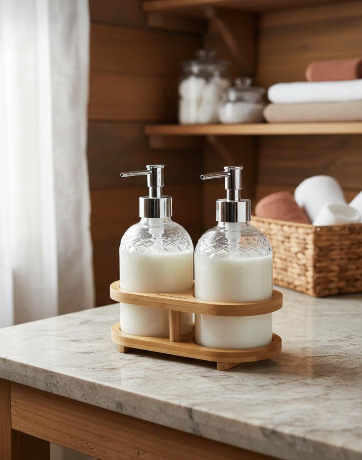 Bambu Standlı 2'li Sabunluk Seti