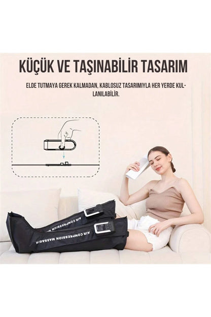 Hava Basınçlı 5 Odalı Ayak Tüm Bacak Giyilebilir Lenf Drenaj Masaj Aleti (ÇİFT BACAK)