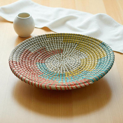 Hasır Dekoratif Sepet  Turkuaz Sarı Beyaz Kırmızı