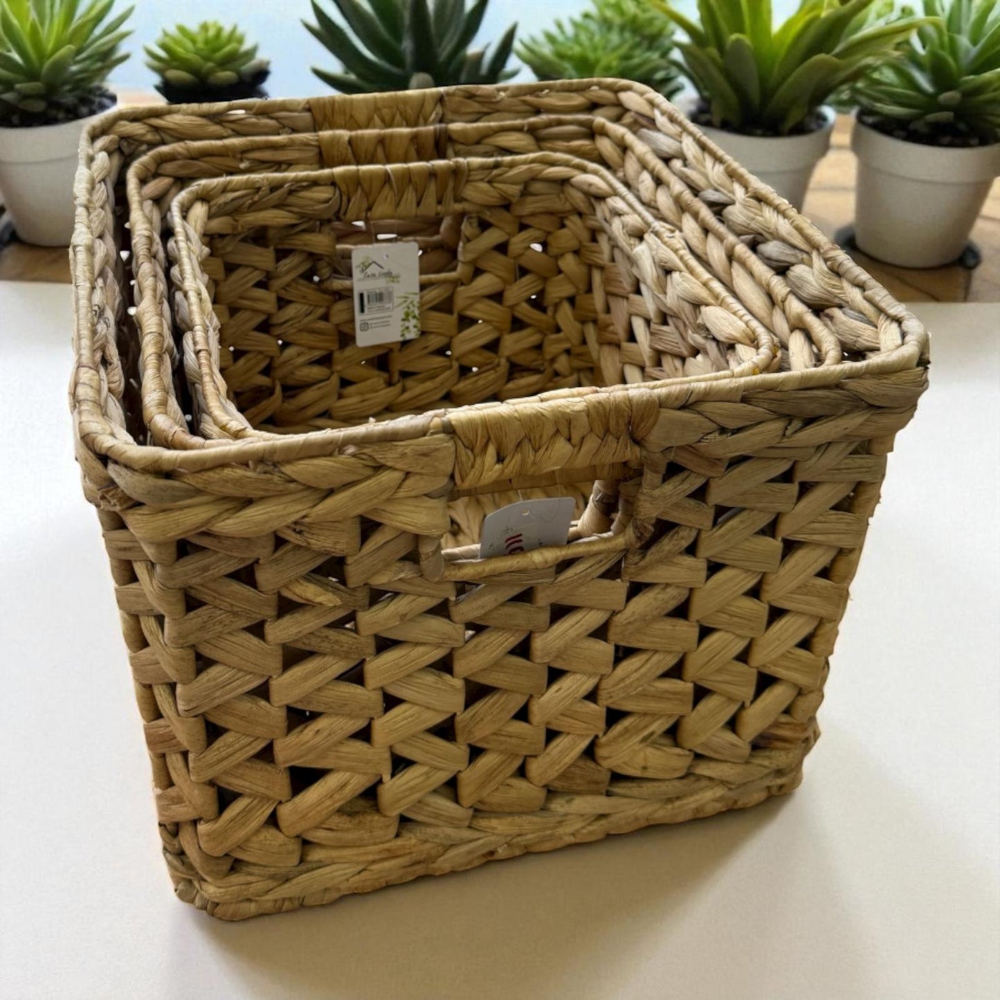 Hasır Dekoratif Çamaşır Sepeti Üçlü Set