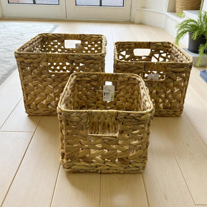 Hasır Dekoratif Çamaşır Sepeti Üçlü Set