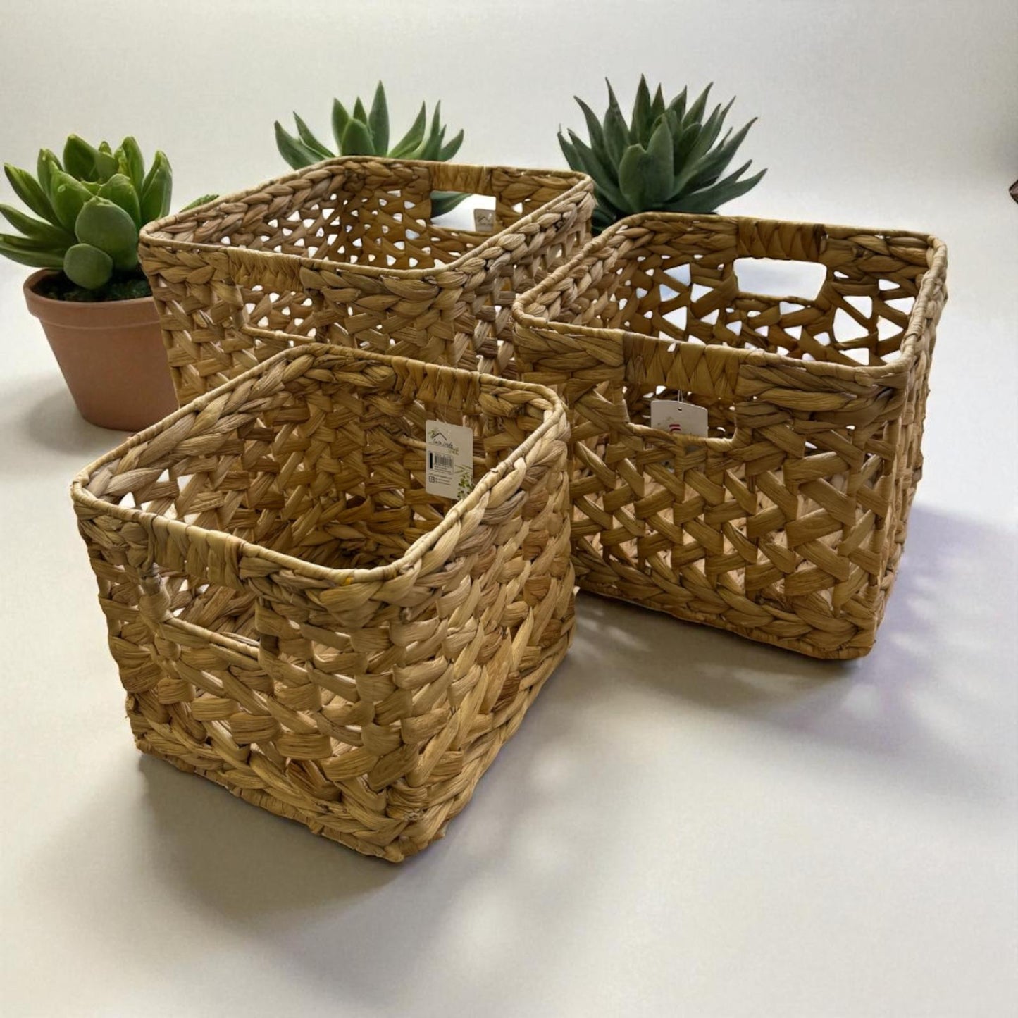Hasır Dekoratif Çamaşır Sepeti Üçlü Set