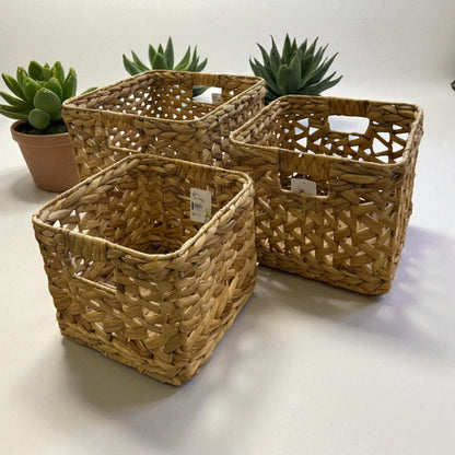 Hasır Dekoratif Çamaşır Sepeti Üçlü Set