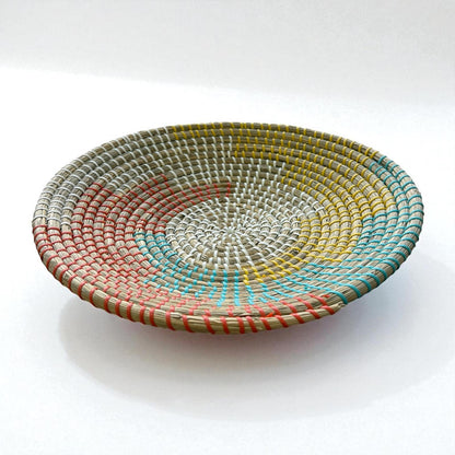 Hasır Dekoratif Sepet  Turkuaz Sarı Beyaz Kırmızı