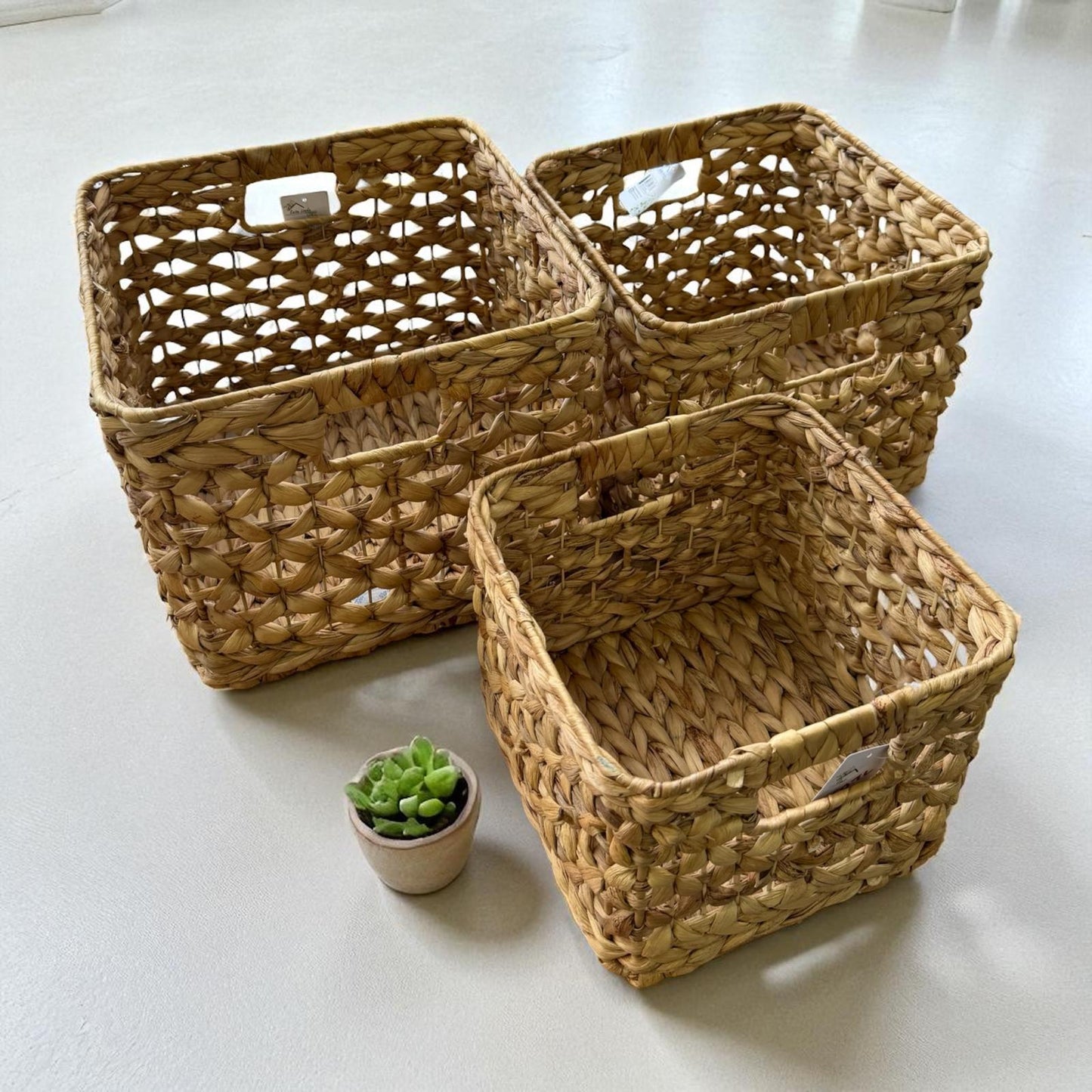 Hasır Dekoratif Çamaşır Sepeti Üçlü Set