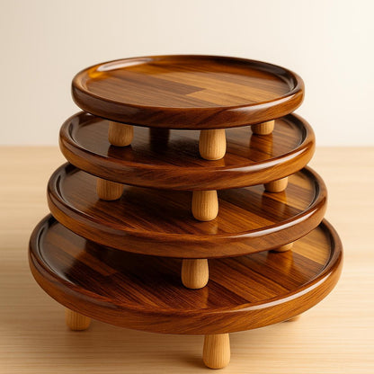 Doğal İroko Ahşap 4’lü Sunum Tabağı Seti
