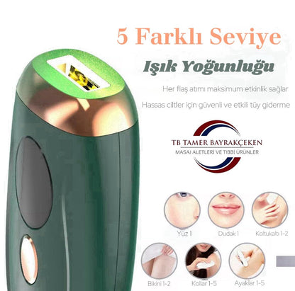 IPL Lazer Epilasyon Cihazı 990.000 Atım Manuel & Otomatik Mod – Acısız Kalıcı Tüy Giderme – 5 Seviye Işı
