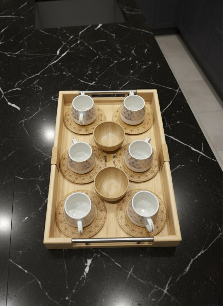 Bambu Özel Yapım Kahve Keyif Seti – Zarafet ve Misafirperverliğin Simgesi