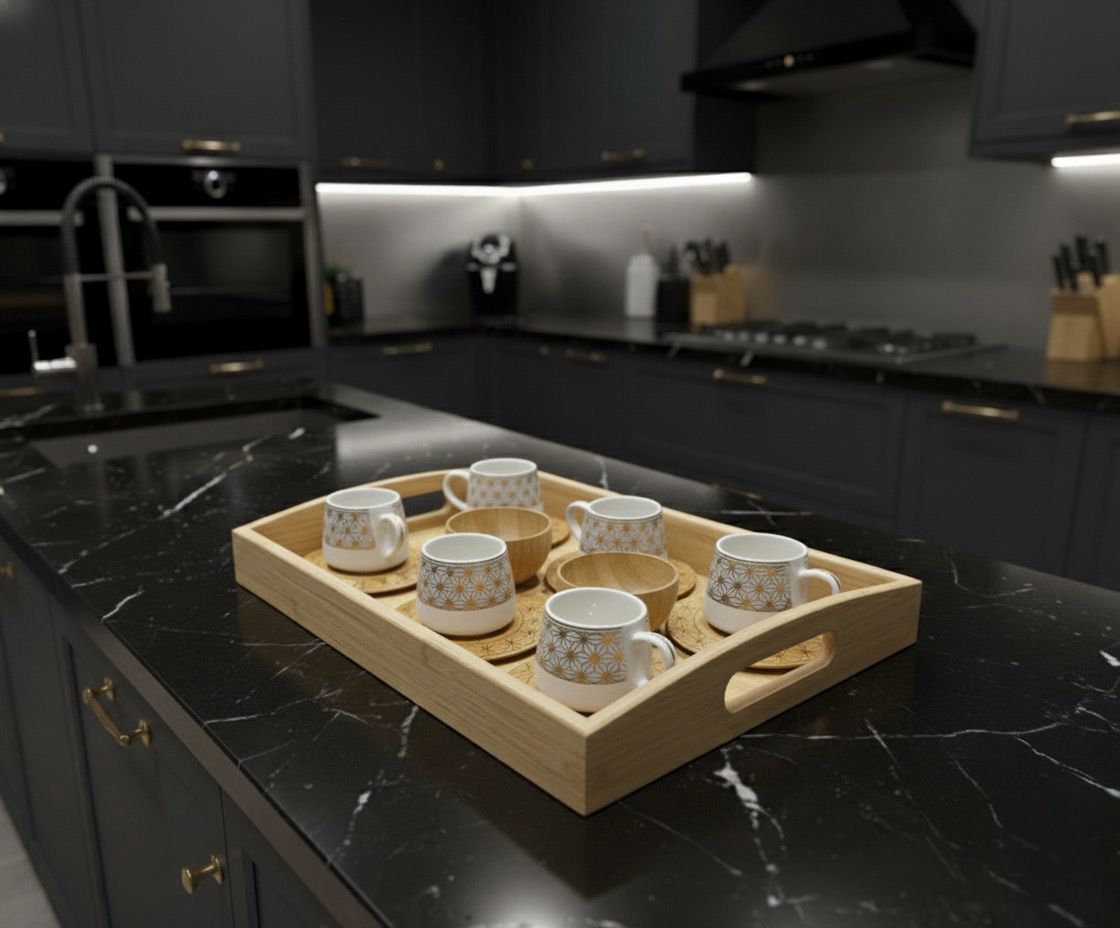 Bambu Özel Yapım Kahve Keyif Seti – Zarafet ve Misafirperverliğin Simgesi