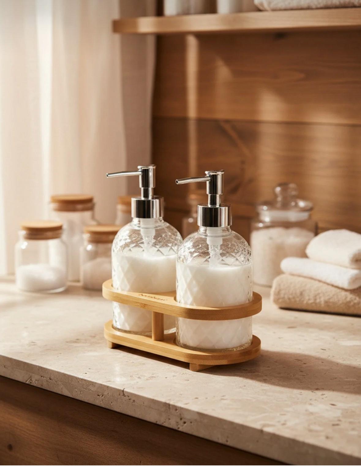 Bambu Standlı 2'li Sabunluk Seti