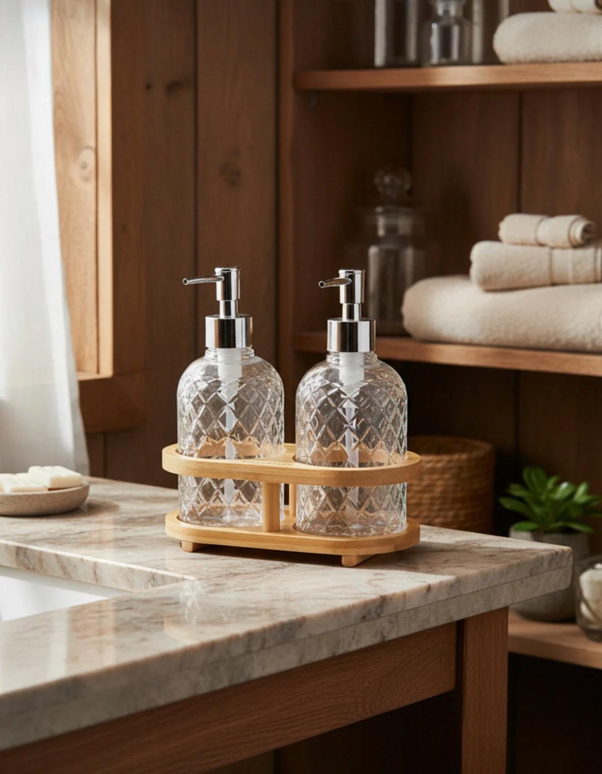 Bambu Standlı 2'li Sabunluk Seti