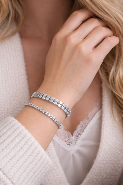 2’li Hematit Bileklik Seti – El İşçiliği, Doğal Taş, Ayarlanabilir Özel Tasarım