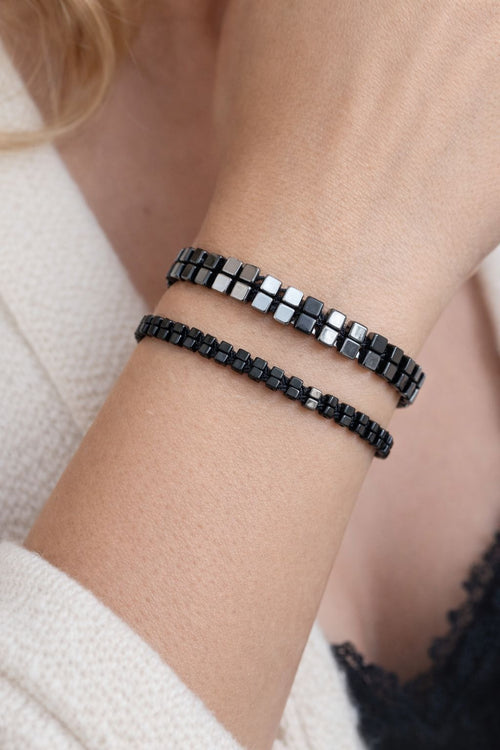 2’li Hematit Bileklik Seti – El İşçiliği, Doğal Taş, Ayarlanabilir Özel Tasarım