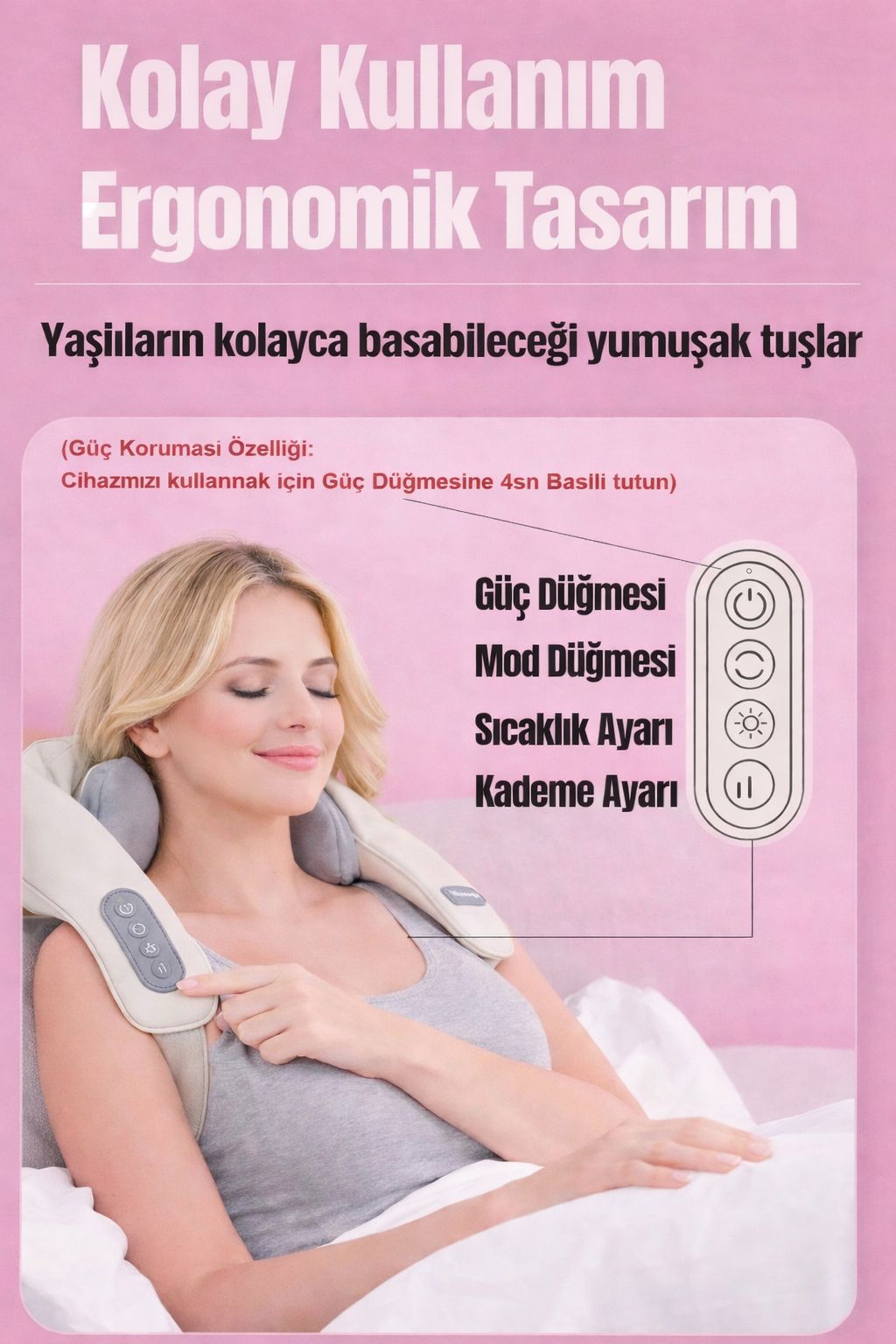 Isıtmalı Yoğurma Boyun Masaj Aleti | Boyun ve Omuz İçin Şarjlı, Kablosuz Rahatlatıcı Masaj Cihazı