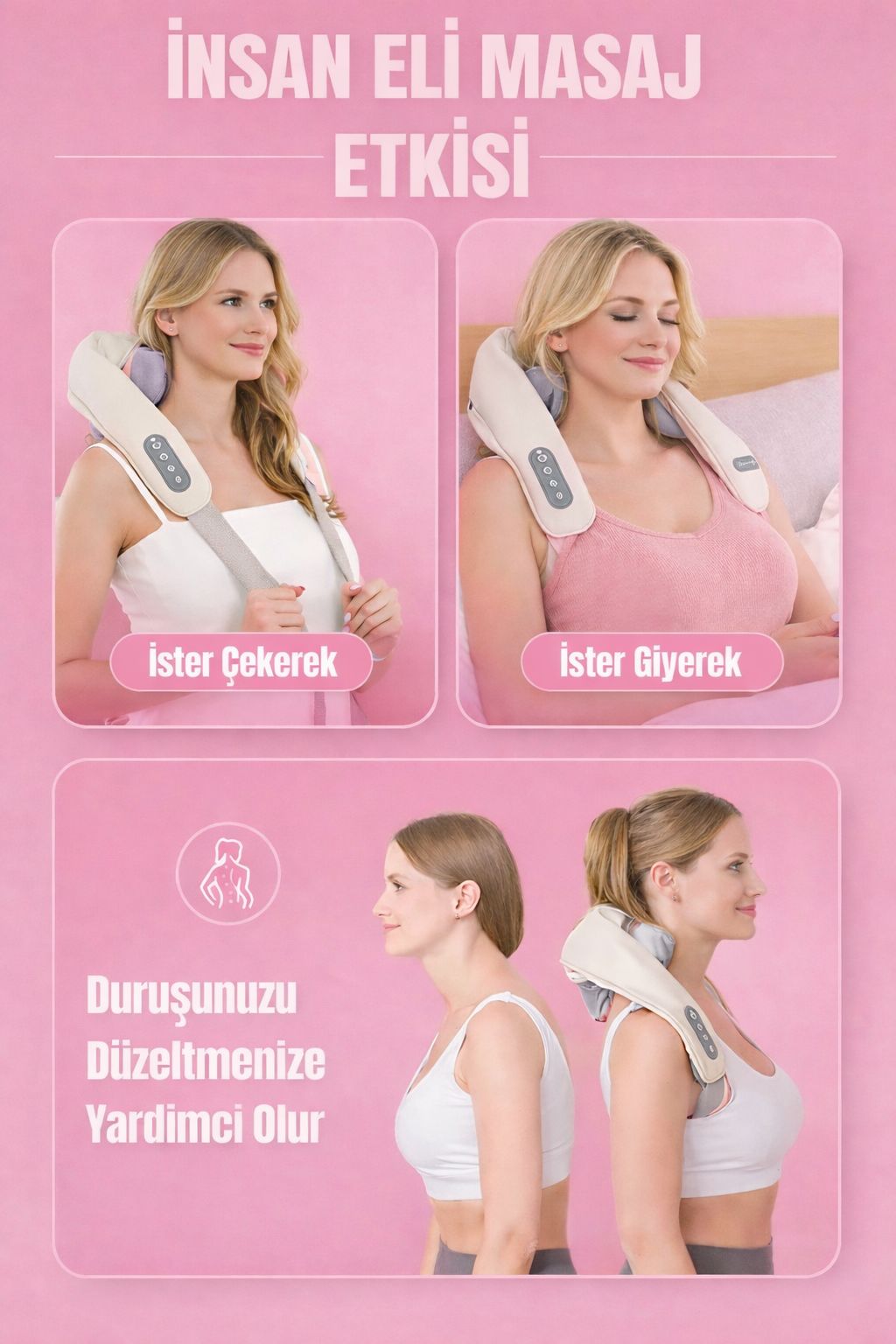 Isıtmalı Yoğurma Boyun Masaj Aleti | Boyun ve Omuz İçin Şarjlı, Kablosuz Rahatlatıcı Masaj Cihazı