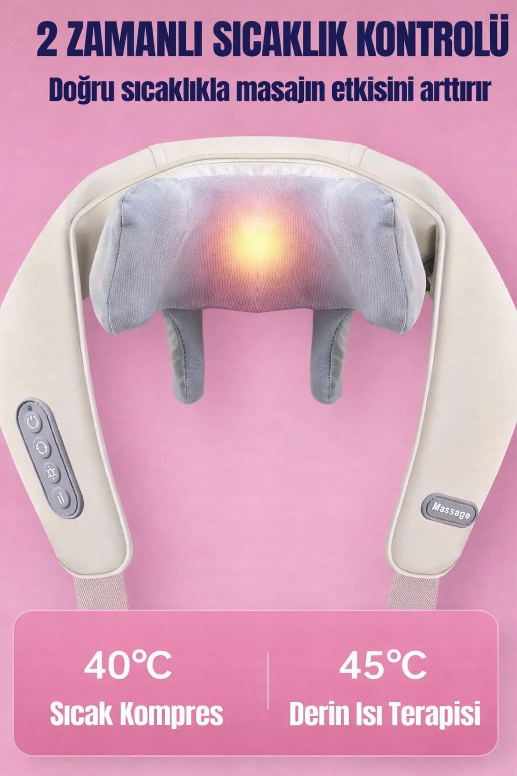 Isıtmalı Yoğurma Boyun Masaj Aleti | Boyun ve Omuz İçin Şarjlı, Kablosuz Rahatlatıcı Masaj Cihazı