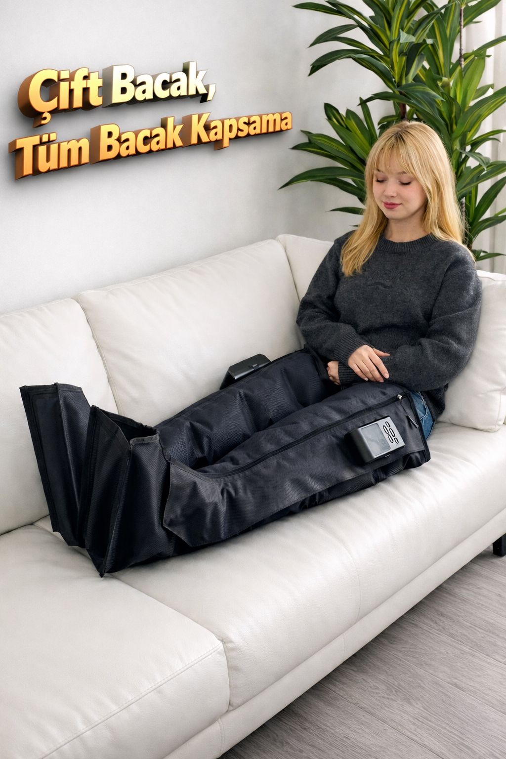 Hava Basınçlı 5 Odalı Ayak Tüm Bacak Giyilebilir Lenf Drenaj Masaj Aleti (ÇİFT BACAK)