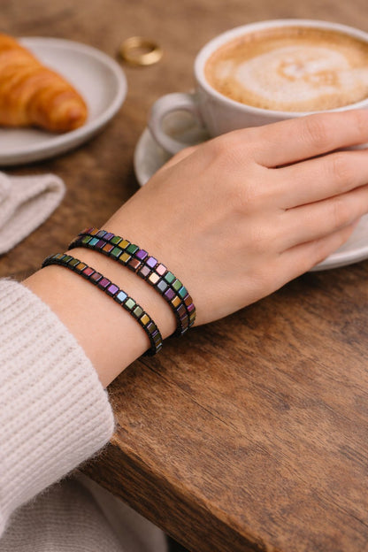 2’li Hematit Bileklik Seti – El İşçiliği, Doğal Taş, Ayarlanabilir Özel Tasarım