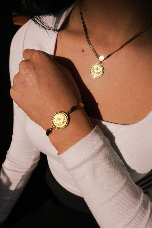 Osmanlı Tuğralı Gold Kaplama Kolye & Bileklik Seti – Klasik ve Zamansız Şıklık