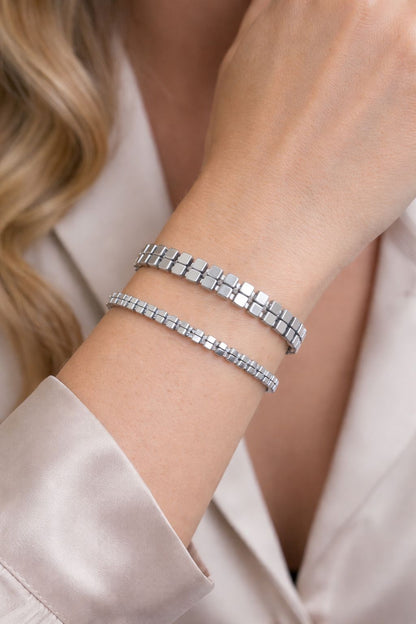 2’li Hematit Bileklik Seti – El İşçiliği, Doğal Taş, Ayarlanabilir Özel Tasarım