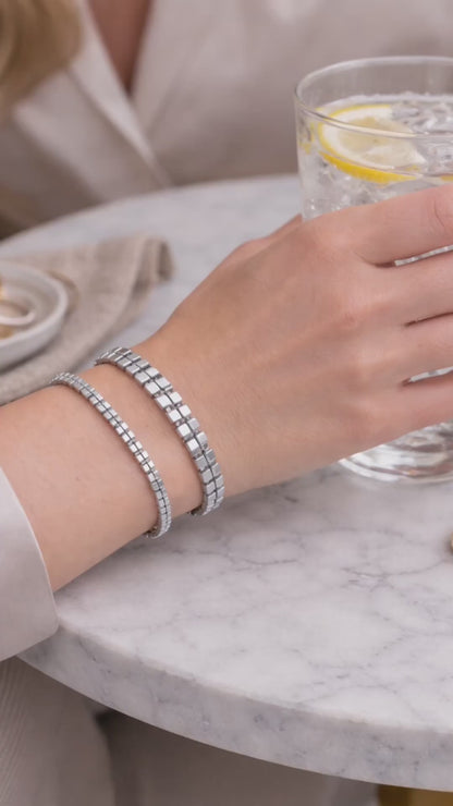 2’li Hematit Bileklik Seti – El İşçiliği, Doğal Taş, Ayarlanabilir Özel Tasarım