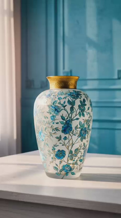 50 Yıllık Osmanlı Tarzı Altın İşlemeli Koleksiyonluk Vazo – El Dekorlu Geniş Form