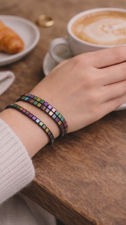 2’li Hematit Bileklik Seti – El İşçiliği, Doğal Taş, Ayarlanabilir Özel Tasarım