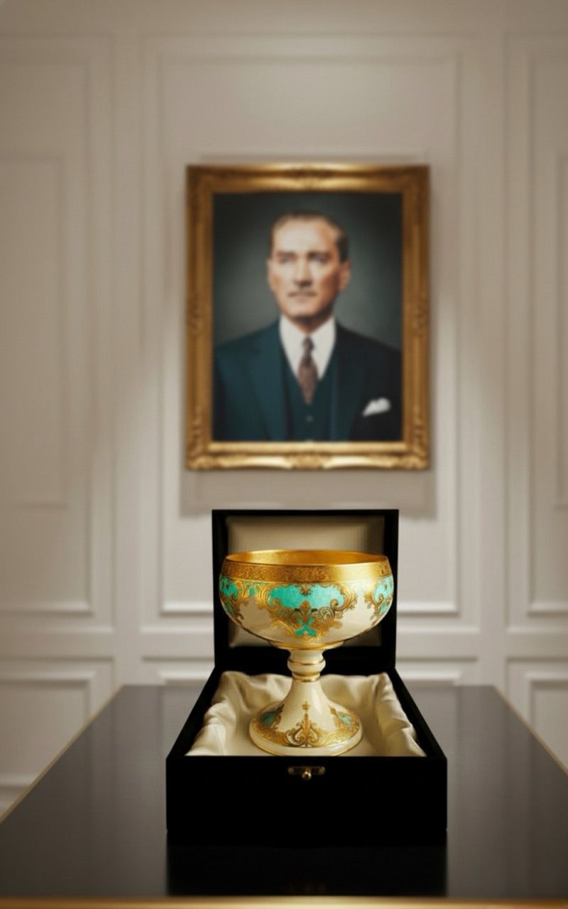 Dekoratif Cam Kase Vazo Şekerlik Gondol – Osmanlı ve Barok Motifli,  Altın İşlemeli