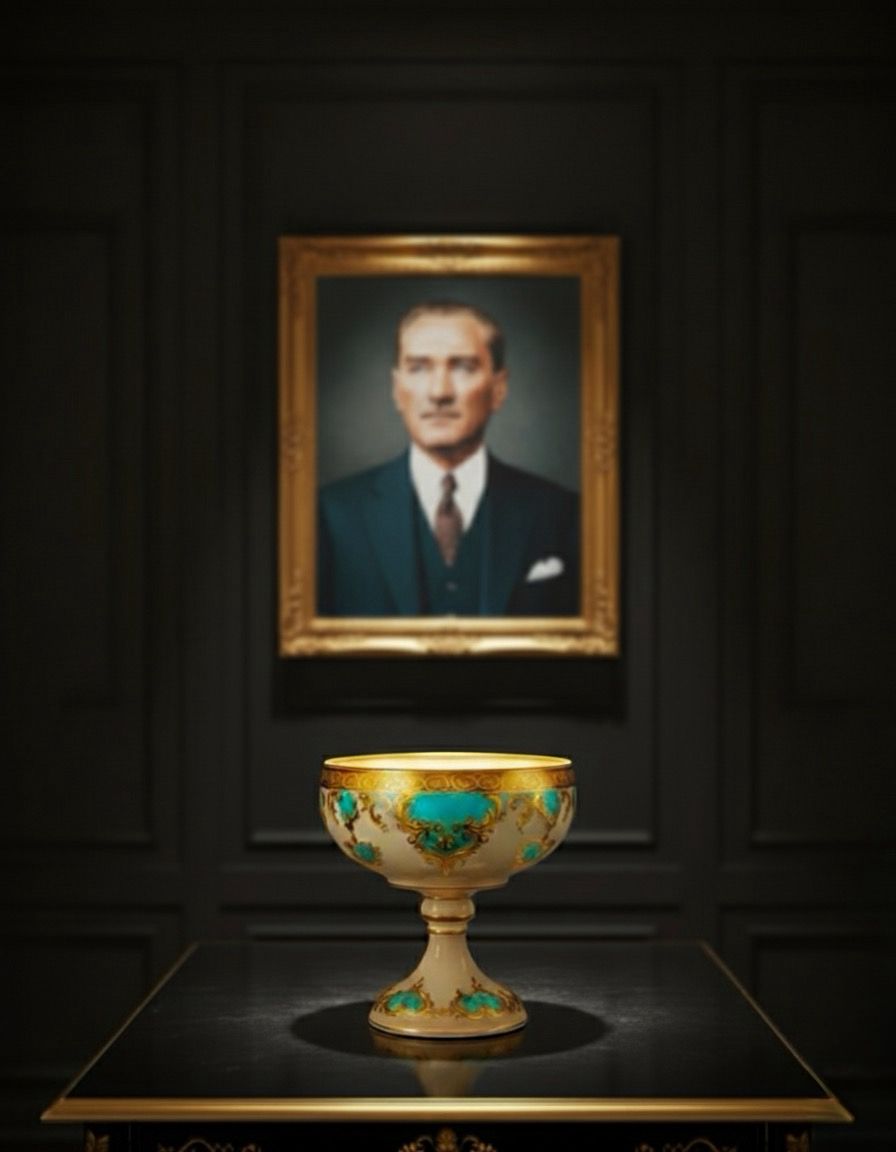 Dekoratif Cam Kase Vazo Şekerlik Gondol – Osmanlı ve Barok Motifli,  Altın İşlemeli