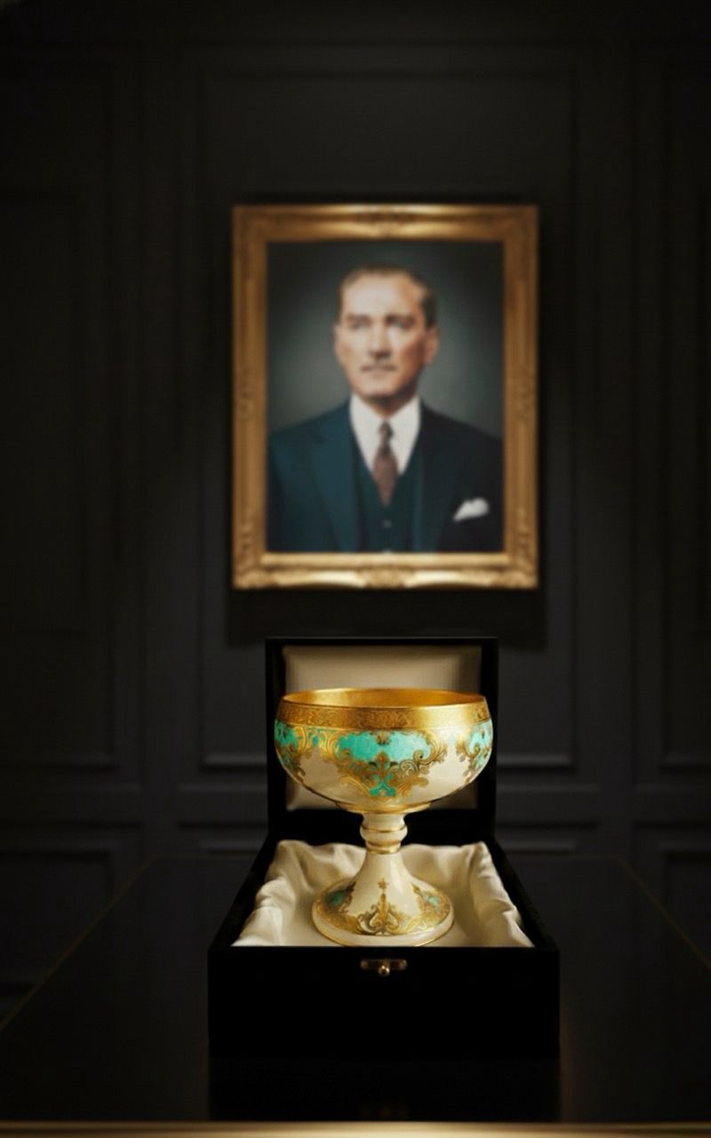 Dekoratif Cam Kase Vazo Şekerlik Gondol – Osmanlı ve Barok Motifli,  Altın İşlemeli