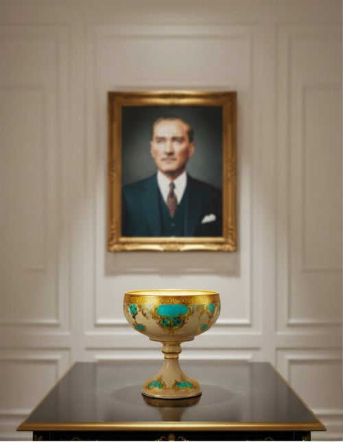 Dekoratif Cam Kase Vazo Şekerlik Gondol – Osmanlı ve Barok Motifli,  Altın İşlemeli