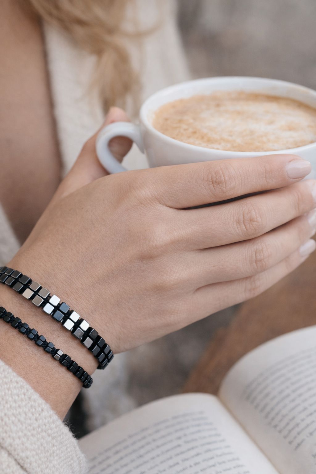 2’li Hematit Bileklik Seti – El İşçiliği, Doğal Taş, Ayarlanabilir Özel Tasarım