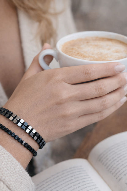 2’li Hematit Bileklik Seti – El İşçiliği, Doğal Taş, Ayarlanabilir Özel Tasarım
