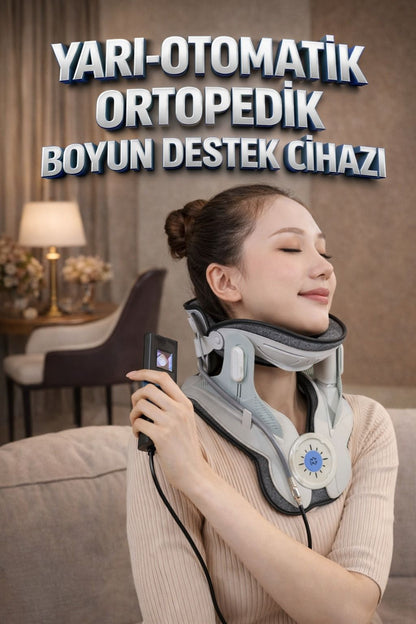 Yarı Otomatik Kumandalı Ortopedik Boyun Masaj Cihazı – Boyun Fıtığı ve Ağrı Giderici Boyunluk
